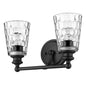 9" Black And Clear Metal and Glass Vanity Flush Mounted Sconce