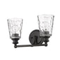 9" Black And Clear Metal and Glass Vanity Flush Mounted Sconce