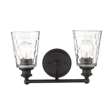 9" Black And Clear Metal and Glass Vanity Flush Mounted Sconce