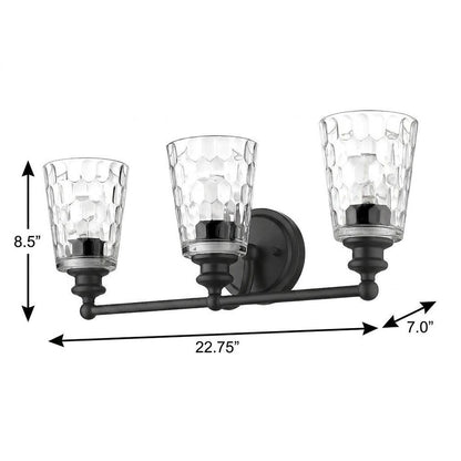 9" Black And Clear Metal and Glass Vanity Flush Mounted Sconce