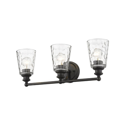 9" Black And Clear Metal and Glass Vanity Flush Mounted Sconce
