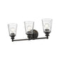 9" Black And Clear Metal and Glass Vanity Flush Mounted Sconce