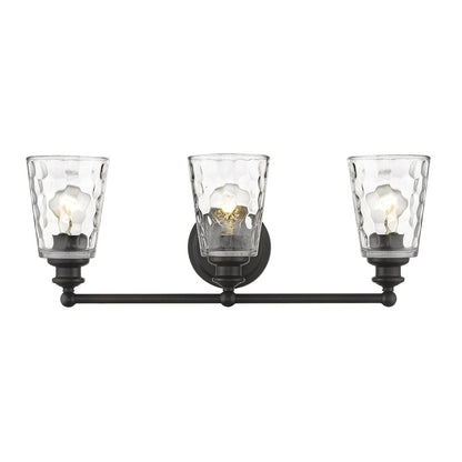 9" Black And Clear Metal and Glass Vanity Flush Mounted Sconce