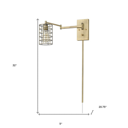 Industrial Gold Metal Wall Sconce