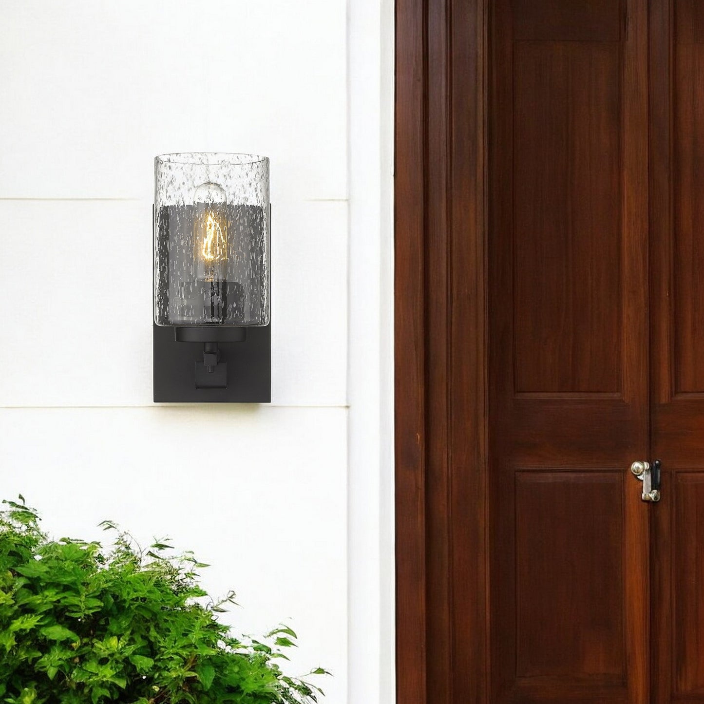 Bronze Metal and Textured Glass Wall Sconce