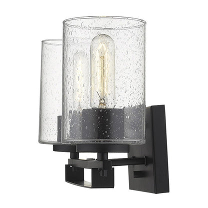 10" Black And Clear Metal Vanity Flush Mounted Sconce