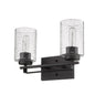 10" Black And Clear Metal Vanity Flush Mounted Sconce