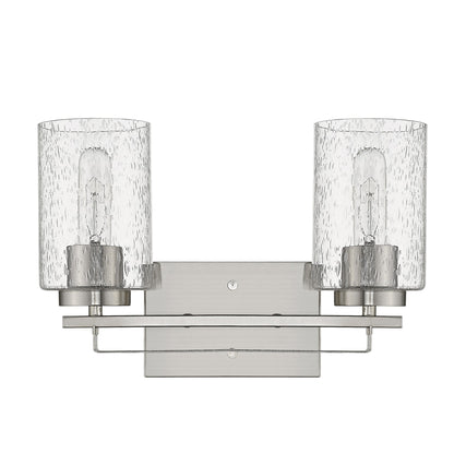 Silver Metal and Textured Glass Two Light Wall Sconce