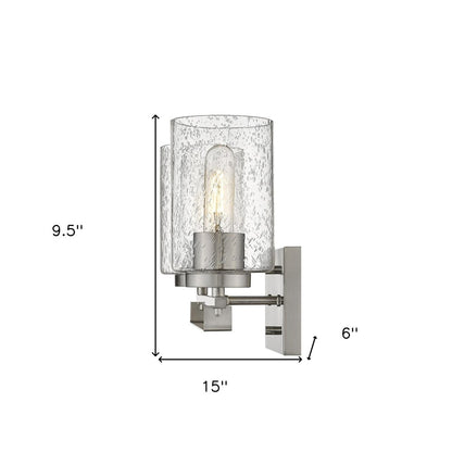 10" Silver And Clear Metal Vanity Flush Mounted Sconce
