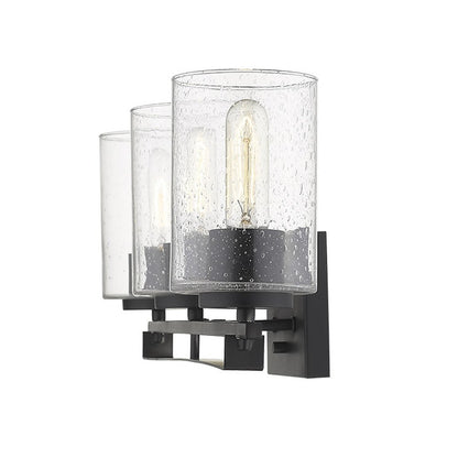 10" Black And Clear Metal Vanity Flush Mounted Sconce