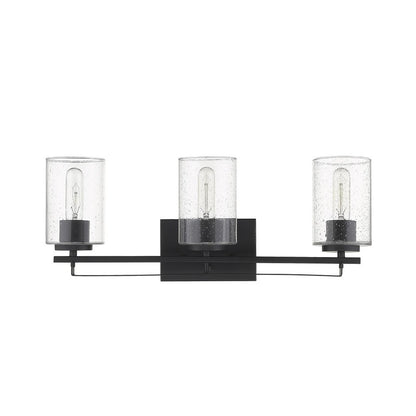 Black Metal and Textured Glass Three Light Wall Sconce