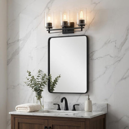 10" Black And Clear Metal Vanity Flush Mounted Sconce