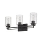 Bronze Metal and Textured Glass Three Light Wall Sconce