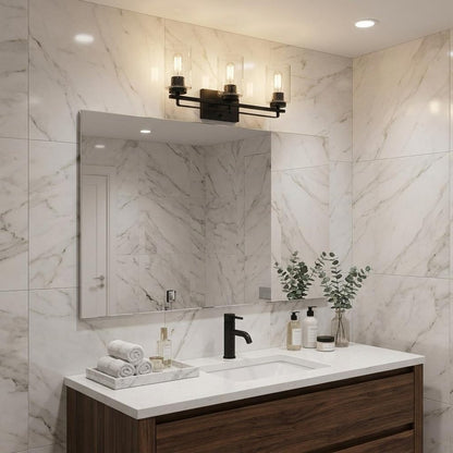 10" Black And Clear Metal Vanity Flush Mounted Sconce