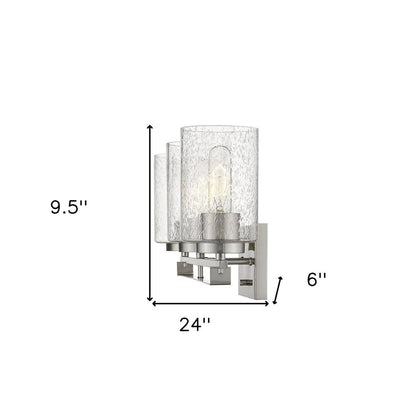 10" Clear And Silver Metal Vanity Flush Mounted Sconce