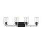 10" Black And Clear Metal Vanity Flush Mounted Sconce