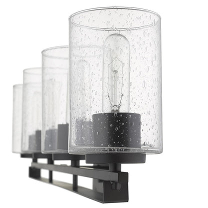 10" Black And Clear Metal Vanity Flush Mounted Sconce