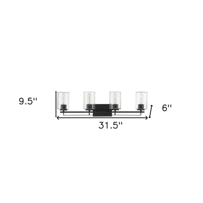 10" Black And Clear Metal Vanity Flush Mounted Sconce