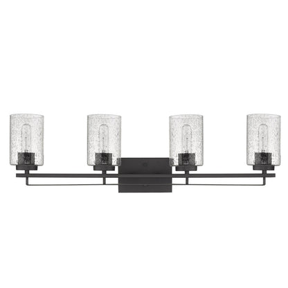10" Black And Clear Metal and Glass Vanity Flush Mounted Sconce