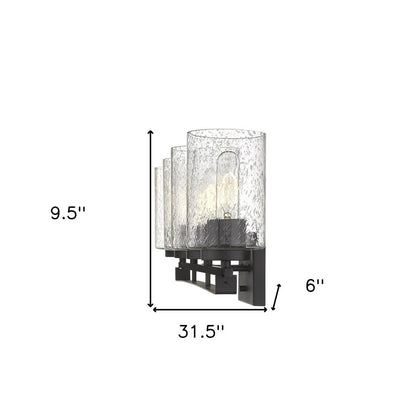 10" Black And Clear Metal and Glass Vanity Flush Mounted Sconce
