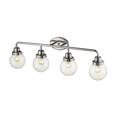 12" Silver And Clear Metal and Glass Vanity Flush Mounted Sconce