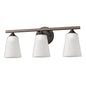 21" Bronze And White Metal and Glass Three Lights Flush Mounted Sconce