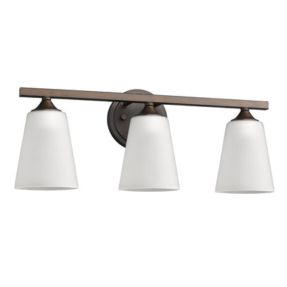 21" Bronze And White Metal and Glass Three Lights Flush Mounted Sconce