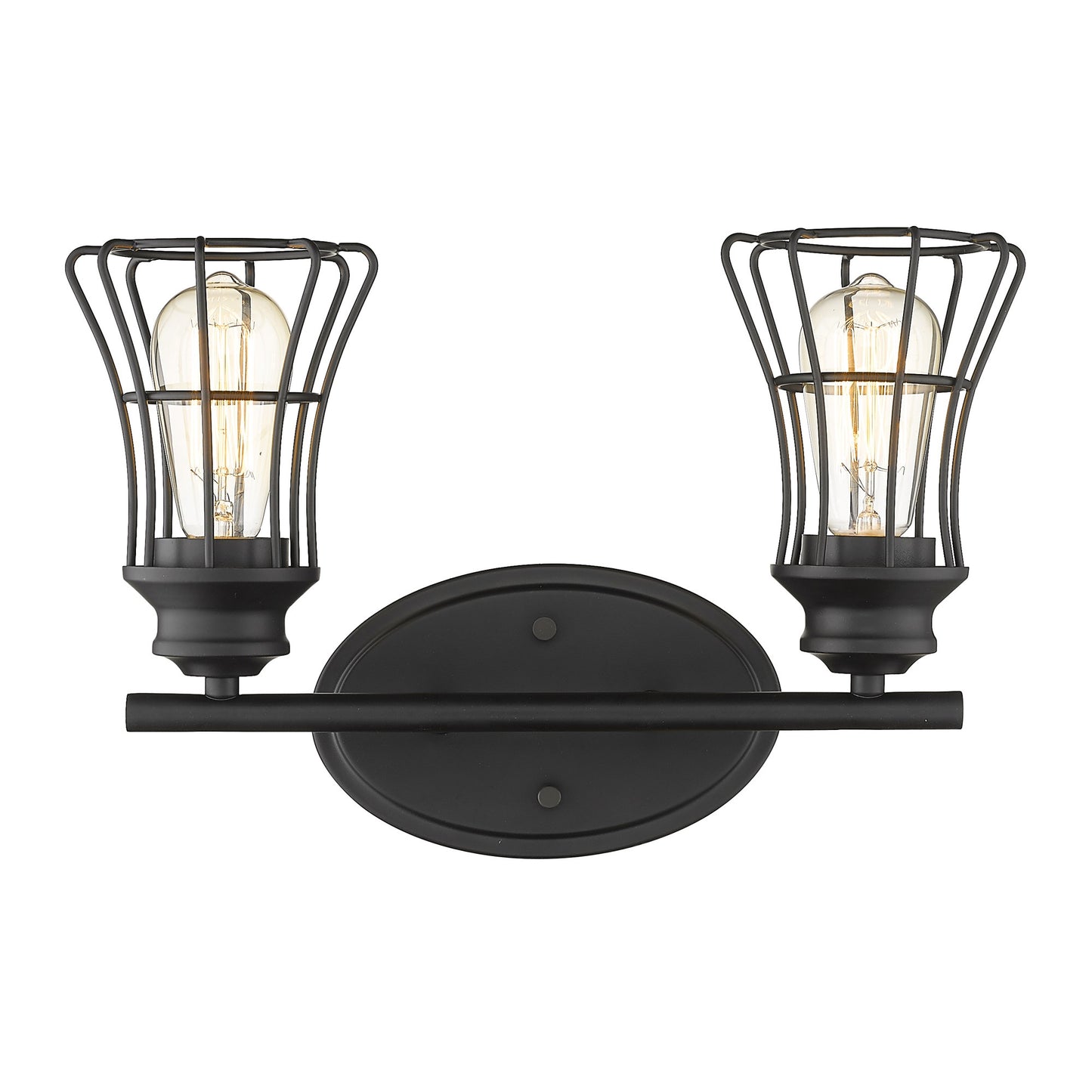 Two Light Matte Black Cage Wall Sconce