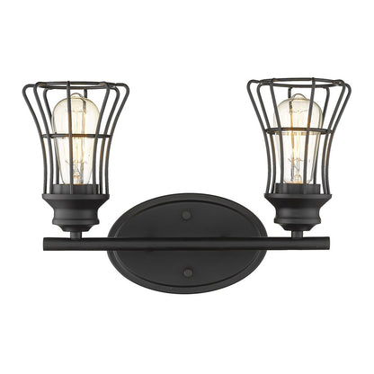 9" Black Metal Vanity Flush Mounted Sconce
