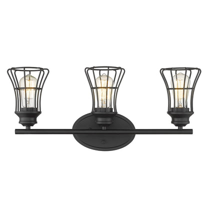 9" Black Metal Vanity Flush Mounted Sconce