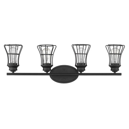 9" Black Metal Vanity Flush Mounted Sconce