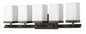 8" Black And White Metal and Glass Vanity Flush Mounted Sconce