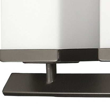 8" Black And White Metal and Glass Vanity Flush Mounted Sconce