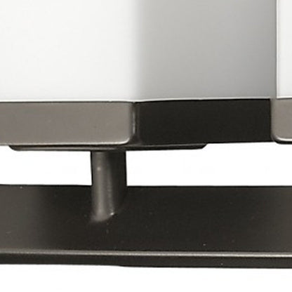 8" Black And White Metal and Glass Vanity Flush Mounted Sconce