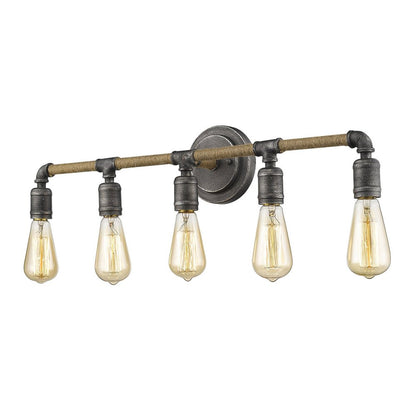 28" Black Metal Five Light Vanity Light