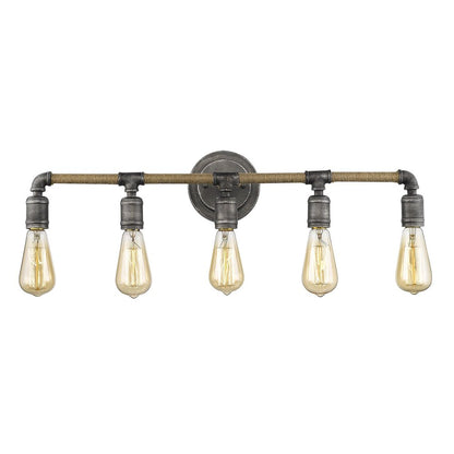 28" Black Metal Five Light Vanity Light