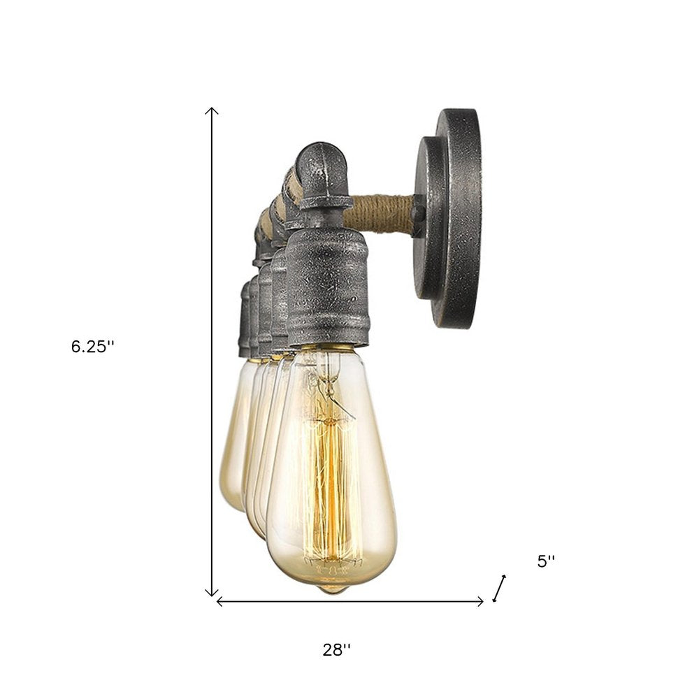28" Black Metal Five Light Vanity Light