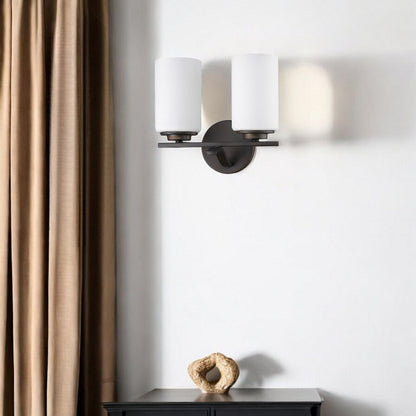 11" Black And White Metal Flush Mounted Sconce