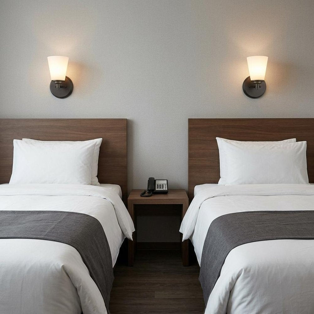 Bronze Wall Light with Frosted Glass Shade