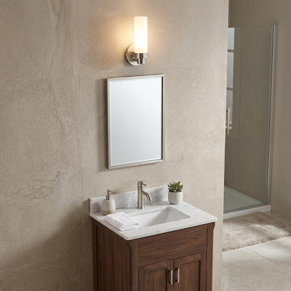 Silver Wall Light with Narrow Frosted Glass Shade