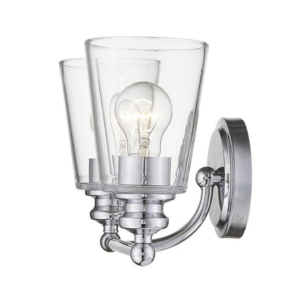 8" Silver And Clear Metal Vanity Flush Mounted Sconce