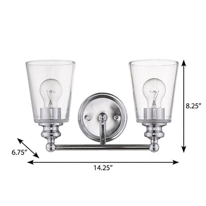 8" Silver And Clear Metal Vanity Flush Mounted Sconce