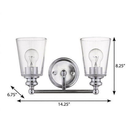 8" Silver And Clear Metal Vanity Flush Mounted Sconce
