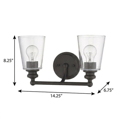 8" Black And Clear Metal Vanity Flush Mounted Sconce