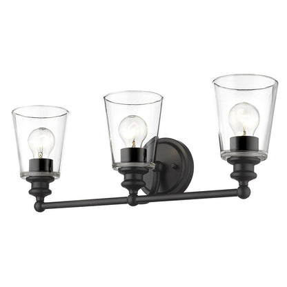 8" Black And Clear Metal Vanity Flush Mounted Sconce