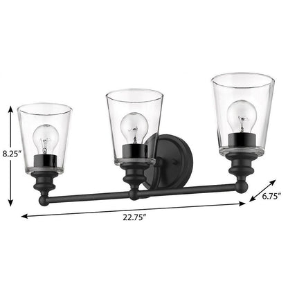 8" Black And Clear Metal Vanity Flush Mounted Sconce