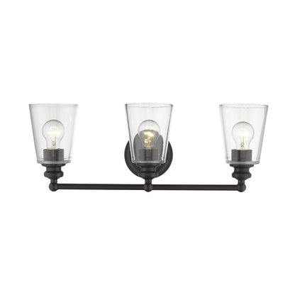 8" Clear And Antiqued Bronze Metal Vanity Flush Mounted Sconce