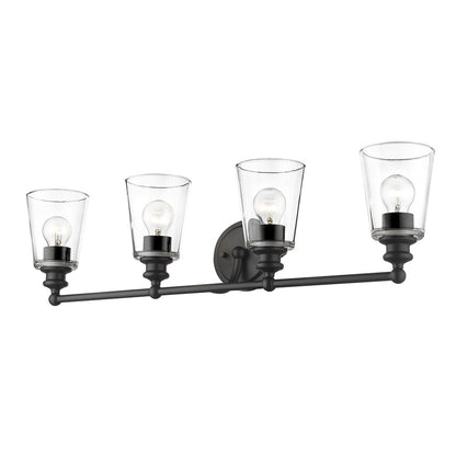 8" Black And Clear Metal and Glass Vanity Flush Mounted Sconce