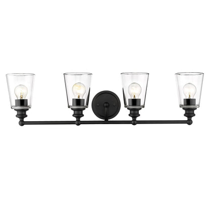 8" Black And Clear Metal and Glass Vanity Flush Mounted Sconce