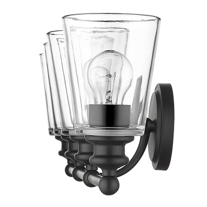 8" Black And Clear Metal and Glass Vanity Flush Mounted Sconce